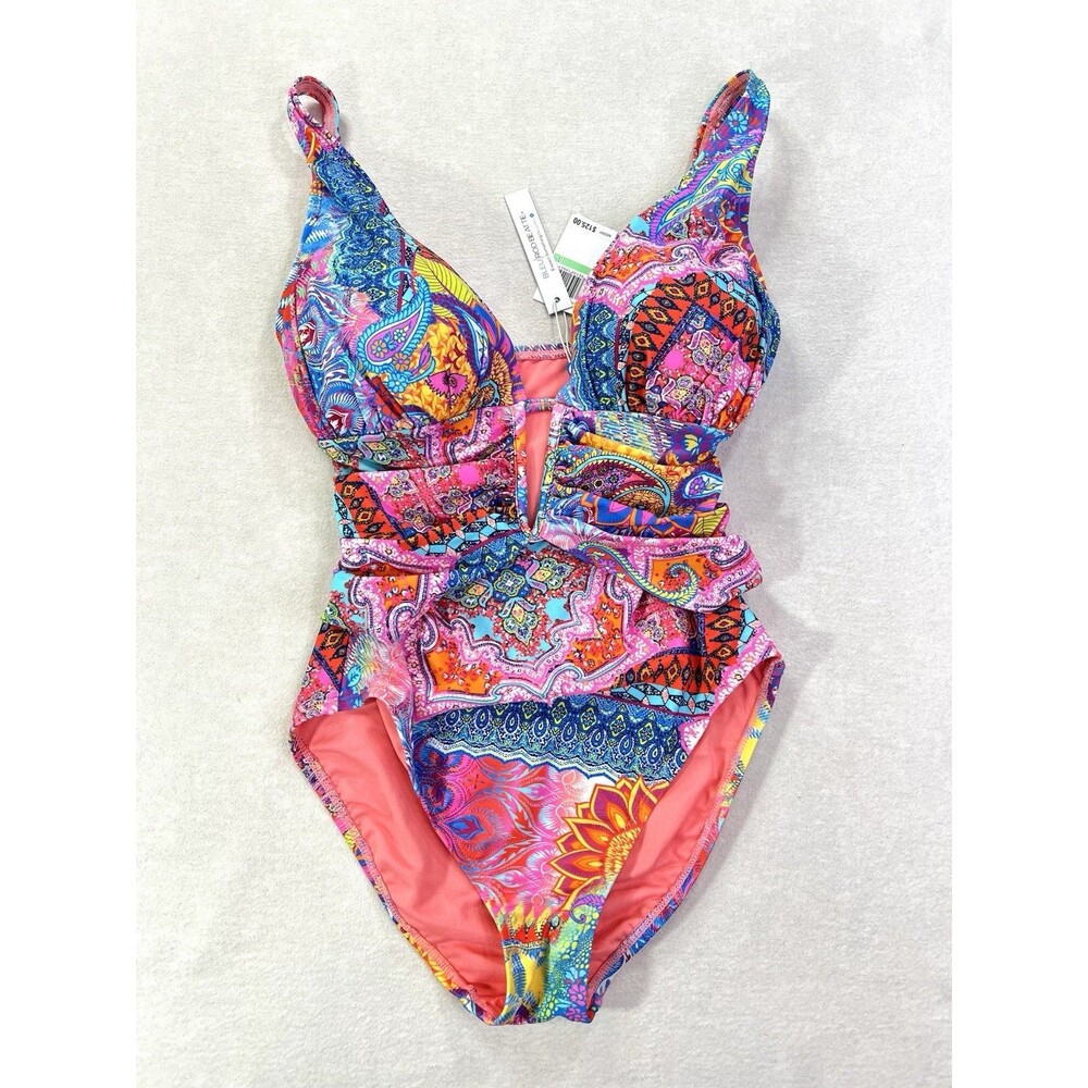 BLEU Rod Beattie Groovy Baby One Piece Swimsuit Size 8 Multicolor Paisley Beach